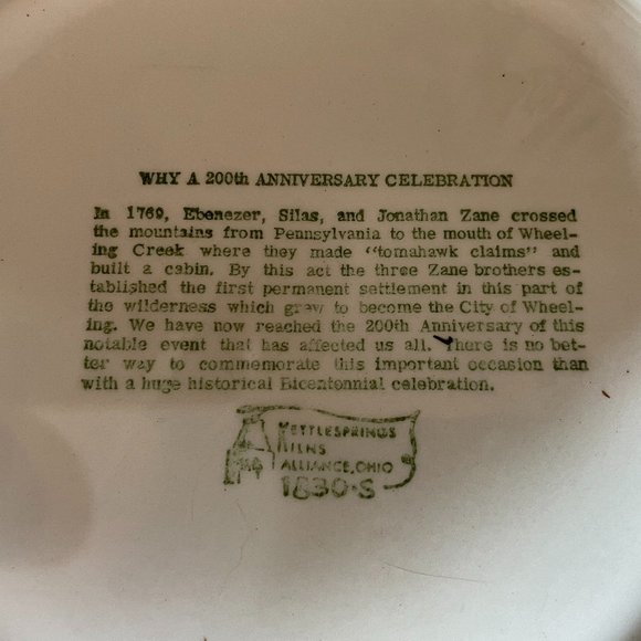 Vintage Bicentennial City of Wheeling West Virginia Collectors Souvenir Plate - Picture 2 of 2